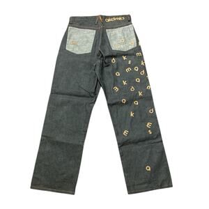 Akademiks Vintage Y2k Wide-Leg Alphabet Soup Blue Jeans 32x32 Rare